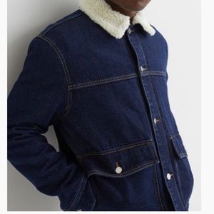 H&M Lined Faux Shearling Collared Denim Winter jacket!